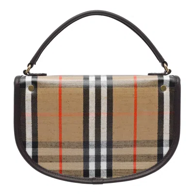 Burberry Check Motif Crossbody Handbag With Removable Strap In Nude