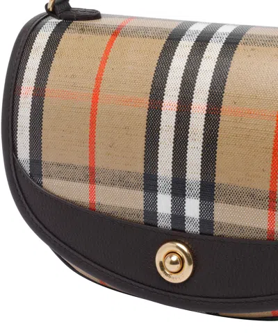 Burberry Check Motif Crossbody Handbag With Removable Strap In Nude