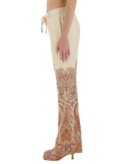 Zimmermann Rhiannon Multicolor Flared Pants With Drawstring Waist And Paisley Print In Cotton Woman