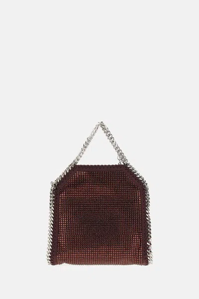Stella Mccartney Falabella Tiny Bag Crystal Hotfix On Alter Suede Crossbody Bags Bordeaux In Multi