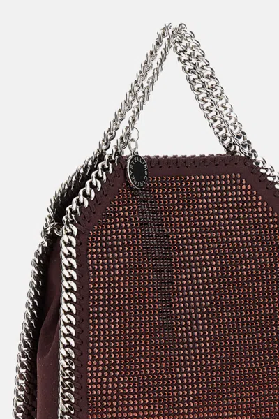 Stella Mccartney Falabella Tiny Bag Crystal Hotfix On Alter Suede Crossbody Bags Bordeaux In Multi