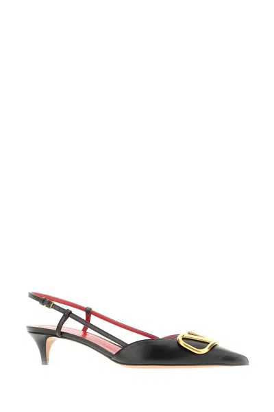 Valentino Pointed Toe Slimback Pump With Vintage-effect Brass Detail