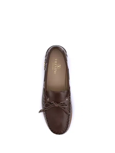 Valentino Garavani Brown Leather Palm Avenue Loafers