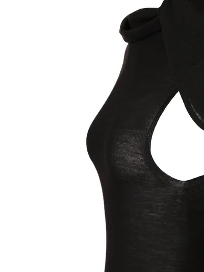 Rick Owens Long Dress In Light Wool Jackets Black In Black