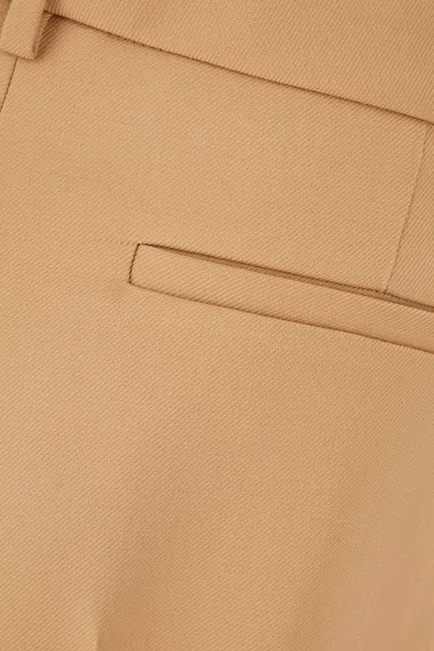 Valentino Wide-leg Trousers With Cuffed Hem And Pleats In Neutral