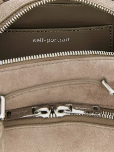 Self-portrait Mini Shoulder Bag With Charm Detail In Brown