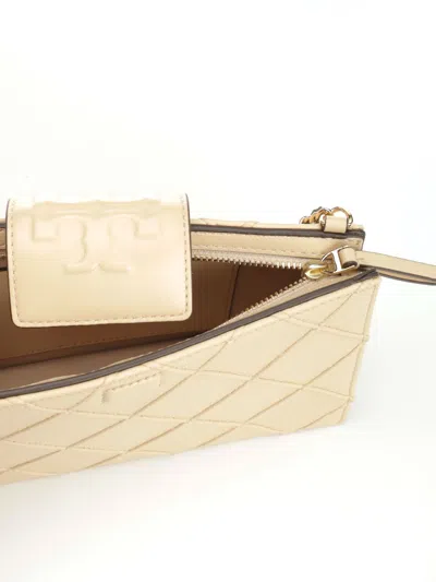 Tory Burch Fleming Mini Chain Wallet Crossbody Bags Beige In Nude