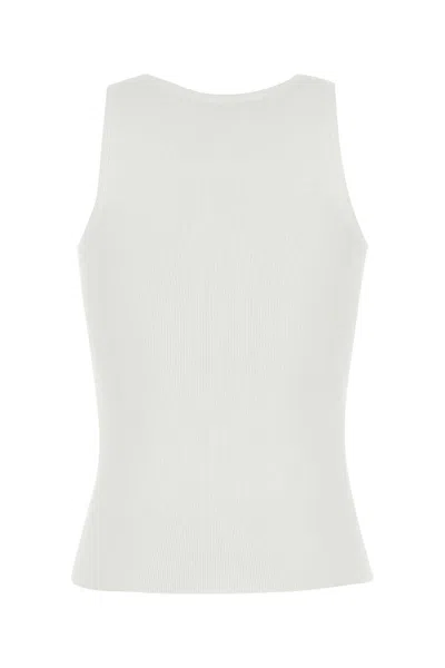 Balenciaga Ribbed Texture Sleeveless Tank Top In White