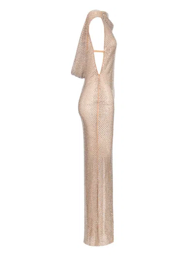 Self-portrait Womens Rhinestone Sleeveless Stretch-woven Maxi Dress Silver In Neutral