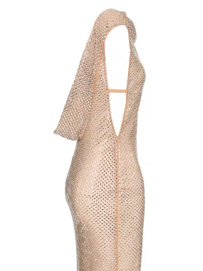Self-portrait Womens Rhinestone Sleeveless Stretch-woven Maxi Dress Silver In Neutral
