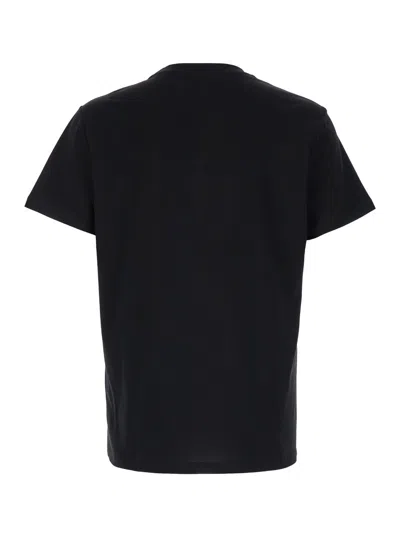 Balmain Black Crewneck T-shirt With Logo Print In Cotton Man