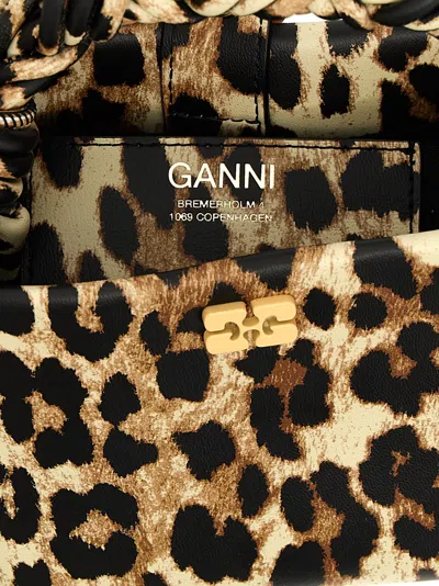 Ganni Leopard Print Mini Bou Bag With Twisted Handle