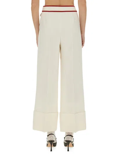 Valentino Ivory Trousers With Gold V