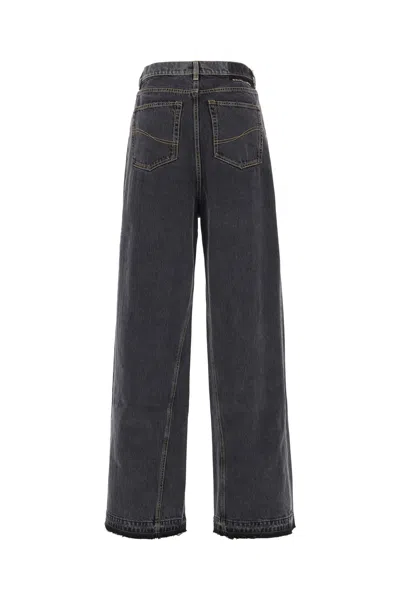 Stella Mccartney Womens Double-denim High-rise Wide-leg Denim Jeans Two Tonal Black