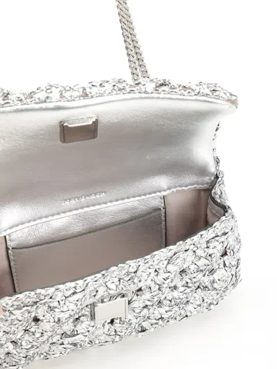 Tory Burch Woven Metallic Finish Shoulder Bag In Silver