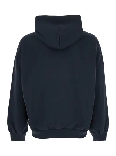 Balenciaga Black Hoodie With Fixed Hood And Logo Lettering On The Front In Cotton Man In Blue