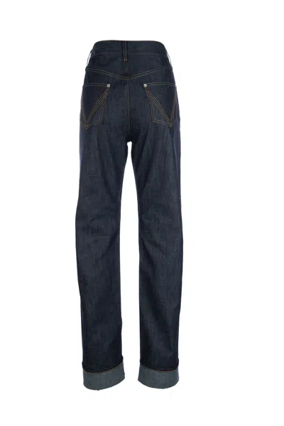 Bottega Veneta Womens Indigo Folded-cuffs Straight-leg Denim Jeans In Blue