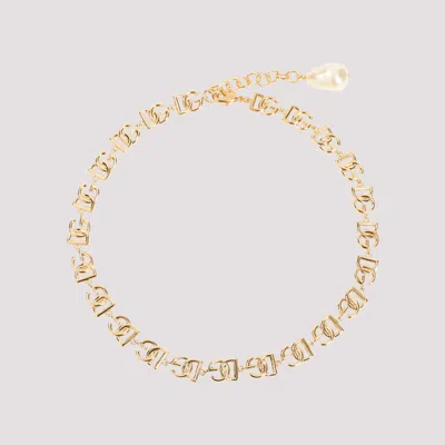 Dolce & Gabbana Dg Logo Golden Logo Brass Necklace In Gold