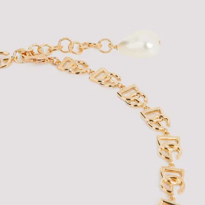 Dolce & Gabbana Dg Logo Golden Logo Brass Necklace In Gold