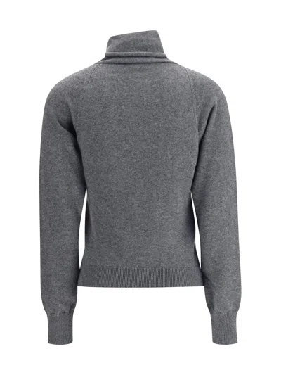 Tom Ford Wrap Collar Cashmere Blend Sweater In Gray