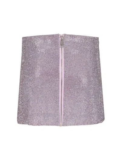 Self-portrait Self Portrait Embellished Fabric Mini Skirt In Purple