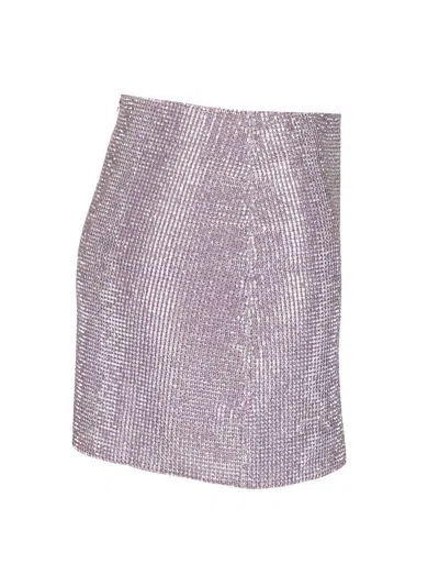 Self-portrait Self Portrait Embellished Fabric Mini Skirt In Purple
