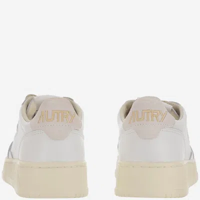 Autry Medalist Low Sneakers In White Leather And Suede Heel Tab In White