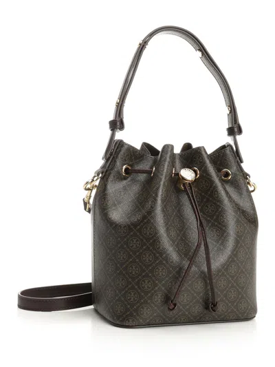 Tory Burch T Monogram Coated Canvas Bucket Bag Crossbody Bags Beige