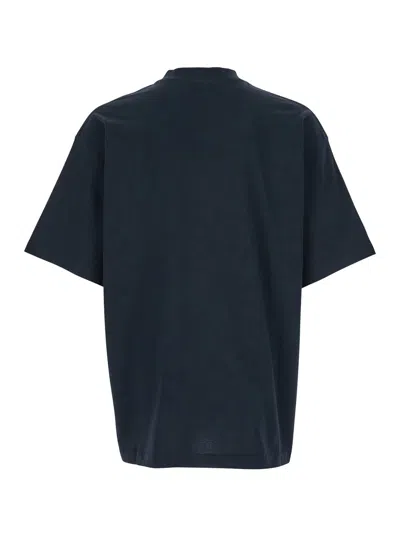 Balenciaga Faded Black Nano Bb Medium Fit T-shirt In Blue