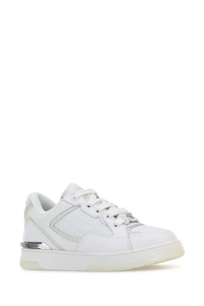 Versace Sneakers With Embossed Logo In White