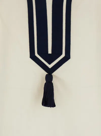 Tory Burch Whitetunic With Contrasting Details And Tassel In Cotton Woman