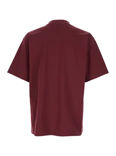 Balenciaga Bordeaux Crewneck T-shirt With Logo Print On The Front In Cotton Man