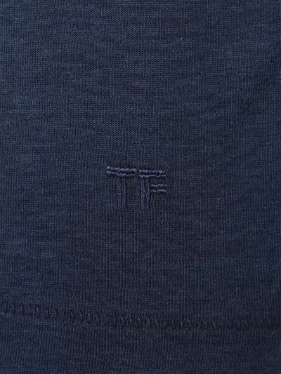 Tom Ford Navy Lyocell Cotton Crewneck T-shirt In Blue