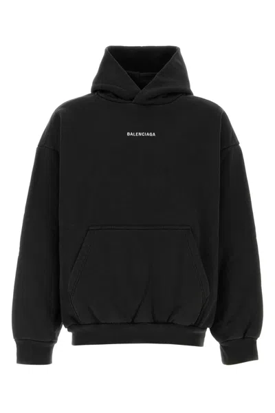 Balenciaga Black Cotton Sweatshirt In Black