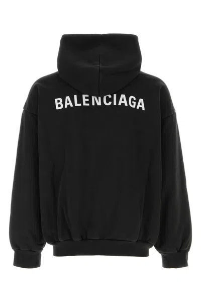 Balenciaga Black Cotton Sweatshirt In Black