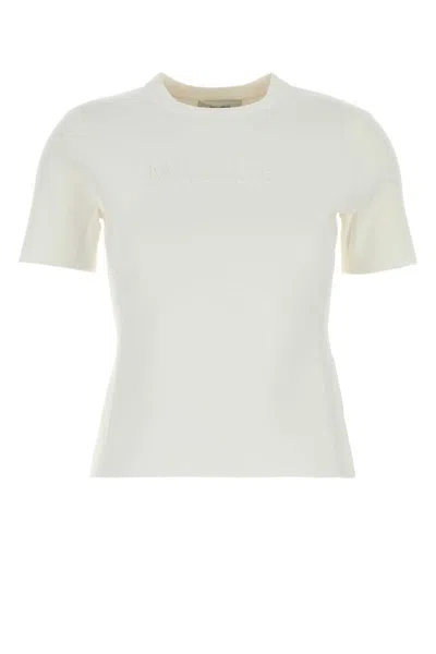 Max Mara Ivory Stretch Viscose Blend T-shirt In White