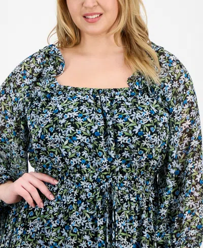 On 34th Trendy Plus Size Floral-print Smocked-waist Dress, Exclusively At Macy's