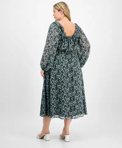 On 34th Trendy Plus Size Floral-print Smocked-waist Dress, Exclusively At Macy's