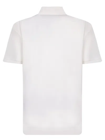 Palm Angels White Polo Shirt With Classic Collar And Logo On The Front In White