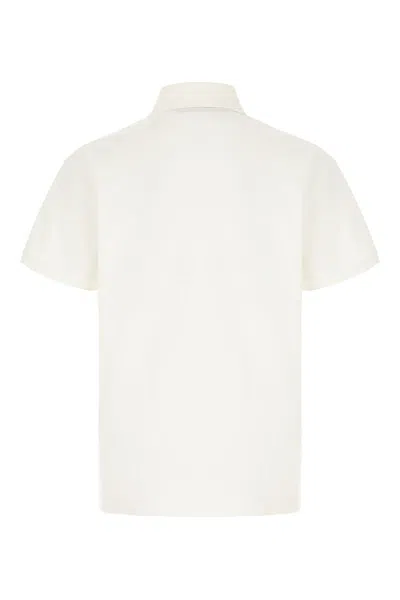 Palm Angels White Polo Shirt With Classic Collar And Logo On The Front In White