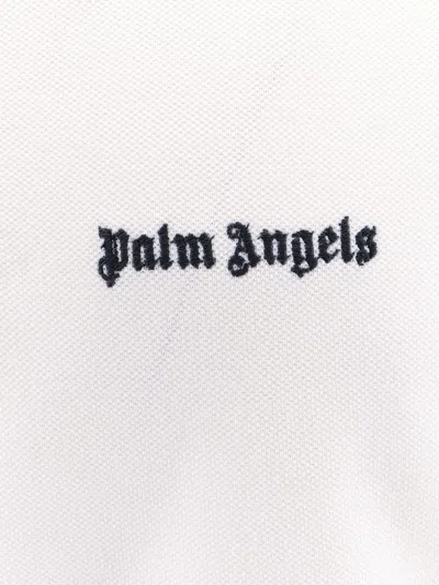 Palm Angels White Polo Shirt With Classic Collar And Logo On The Front In White