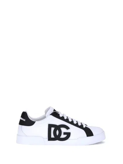 Dolce & Gabbana Portofino Light Strobel Sneakers In Canvas And Calfskin