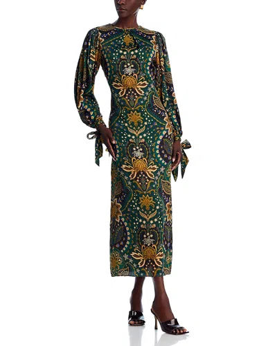 Farm Rio Printed Maxi Dress In Burgundy