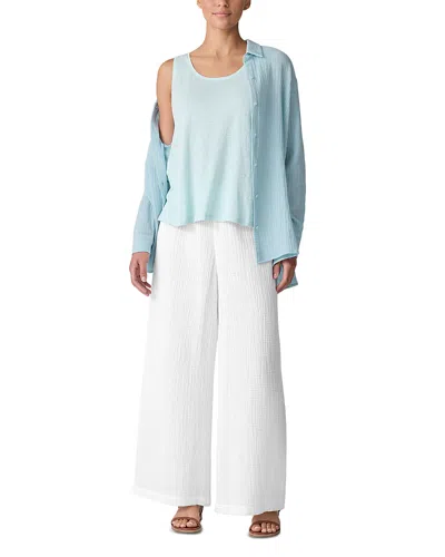 Eileen Fisher Scoop Neck Linen Tank Top In Blue