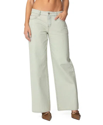 Edikted Raelynn Washed Wide Leg Jeans In Neutral