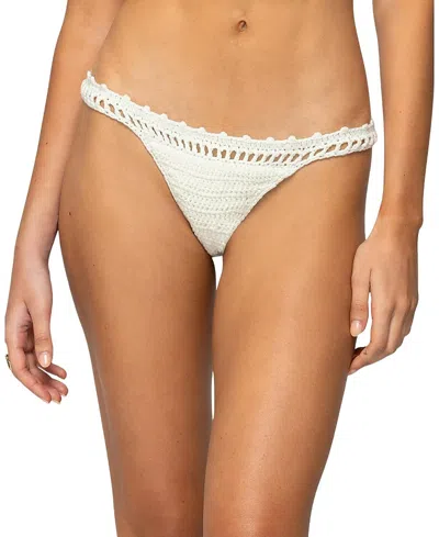 Edikted Enzo Crochet Bikini Bottoms In Neutral