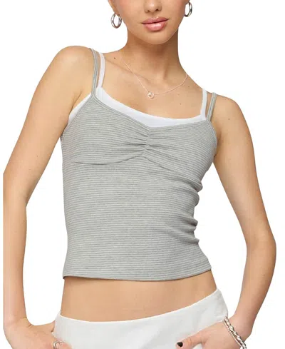Edikted Lilian Layered Striped Tank Top In Gray