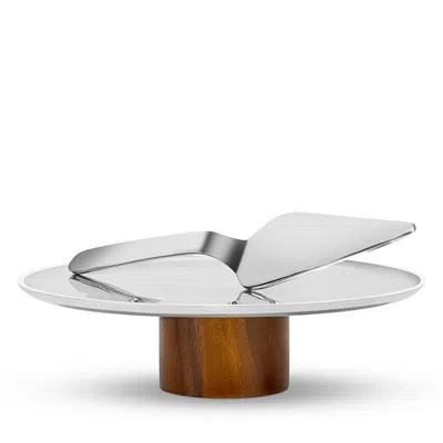Nambe Pinnacle Cake Plate With Server In Brown