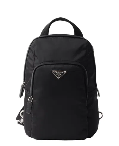 Prada Re-nylon And Saffiano Leather Backpack In Black