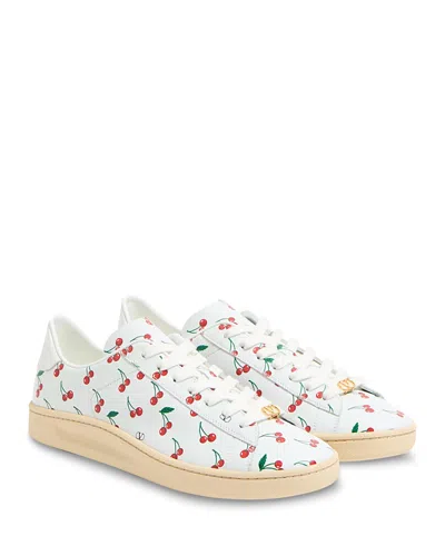 Valentino Garavani Royco Sneaker In Nappa Calfskin With Cherryfic Pattern